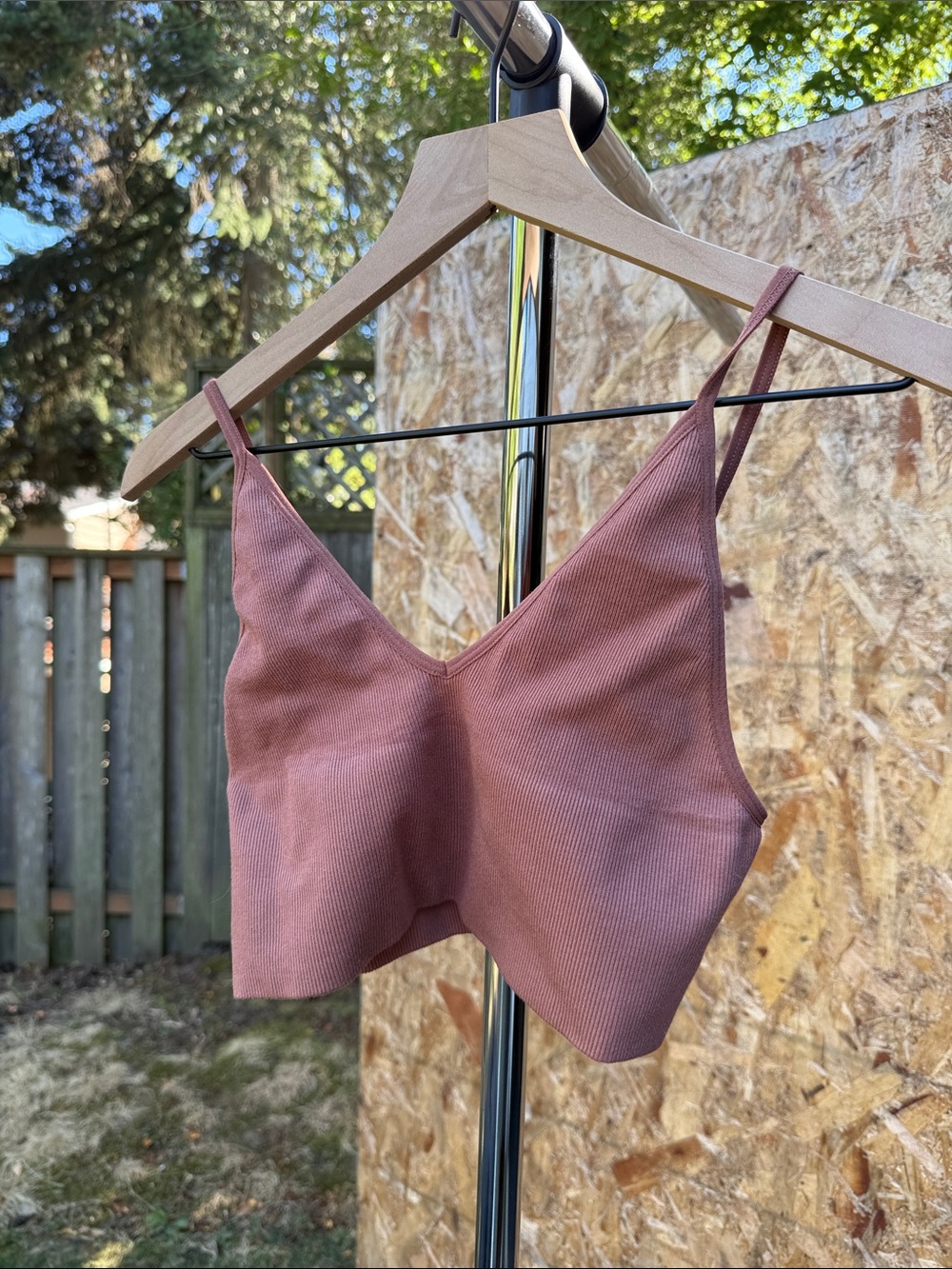 By Together Ribbed V-Neck Bralette in Terra cotta